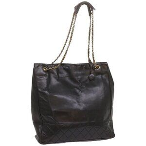 CHANEL Chain Shoulder Bag Leather Black CC Auth